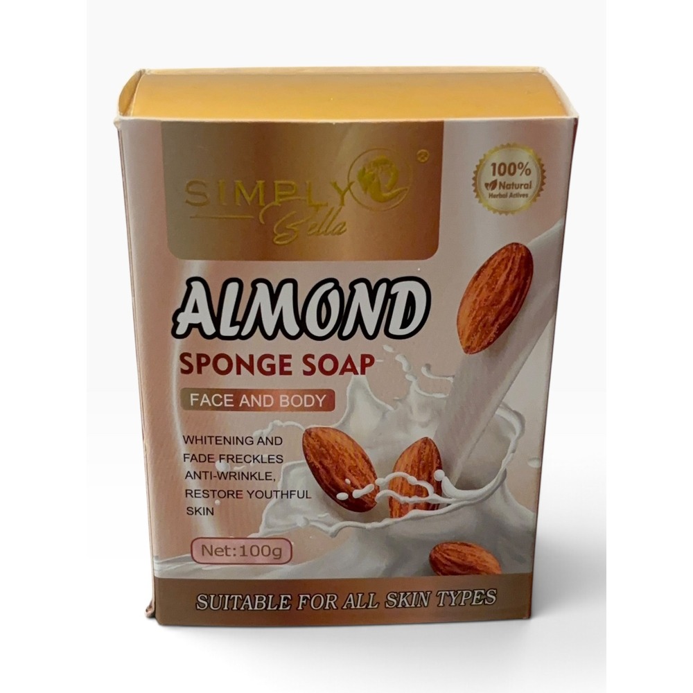Simply Bella Almond Sponge Soap Face and Body 100g SIM061 Natural Herbal Active